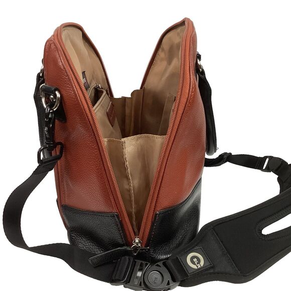 Gun Tote 'N Mamas Purse - Brown & Black Leather Satchel - Shoulder Strap - Picture 3 of 15